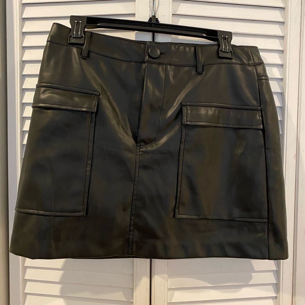 Faux Black Leather Skirt